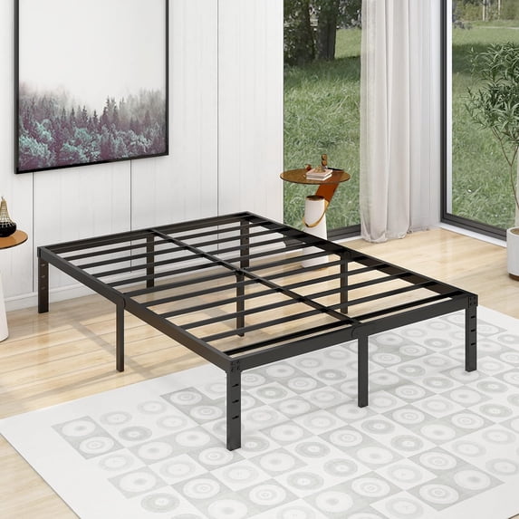 Alazyhome14 inch Metal Platform Frame with Heavy Duty Steel Slat Support, Standard Bed
