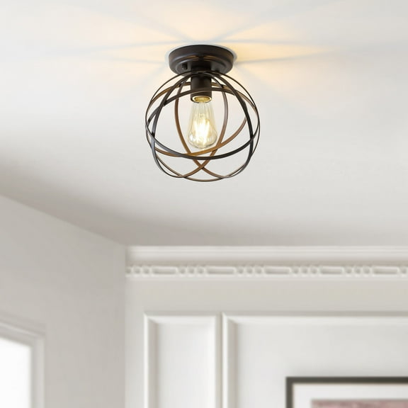 JONATHAN Y Alba 8.5" Orb Metal LED Flush Mount, Oil Rubbed Bronze, JYL9515A