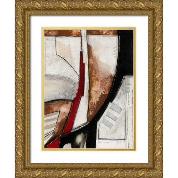 Alba, Andreas 19x24 Gold Ornate Wood Framed with Double Matting Museum Art Print Titled - Diagonale rosso II