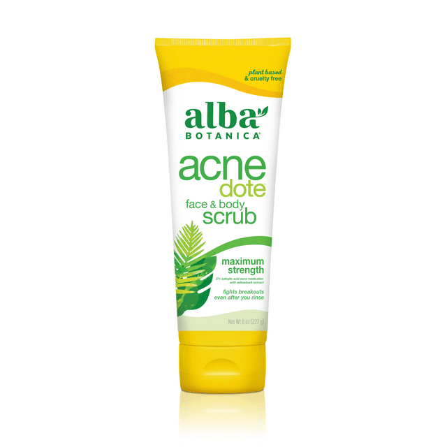 Alba Botanica Acnedote Face & Body Scrub with 2% Salicylic Acid, 8 oz