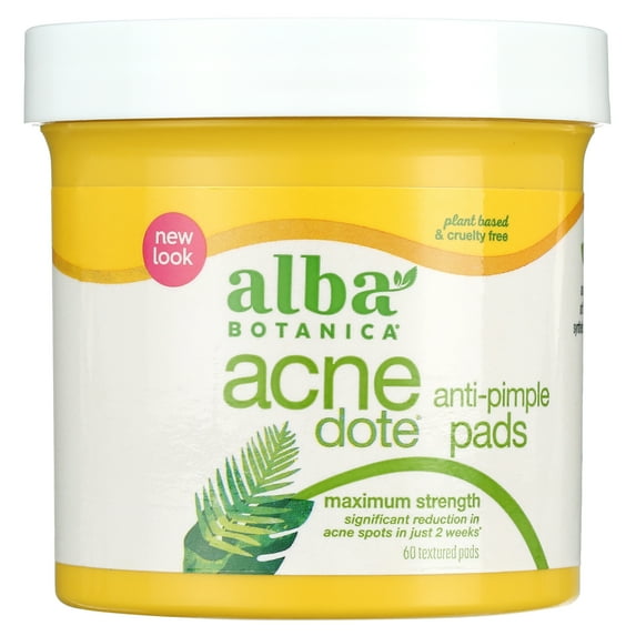 Alba Botanica Acnedote Maximum Strength Anti-Pimple Pads, 60 count