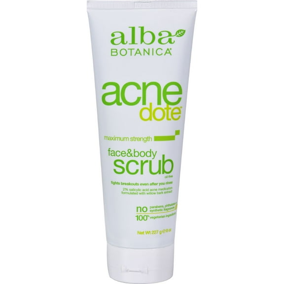 Alba Botanica Acnedote Maximum Strength Face & Body Scrub, 8 oz