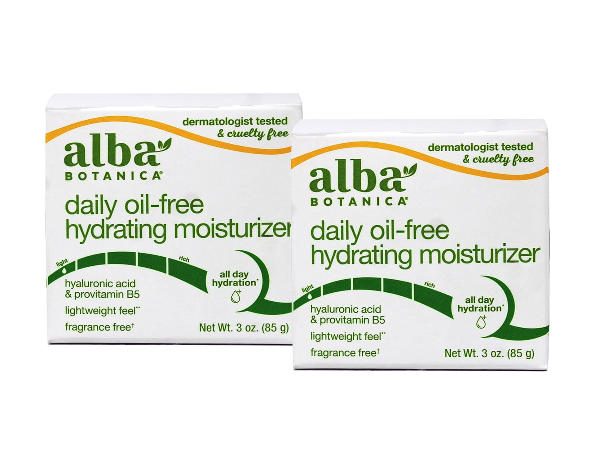 Alba Botanica Daily Oil-Free Hydrating Face Moisturizer with Hyaluronic Acid & Vitamin E, 3 oz Pack of 2