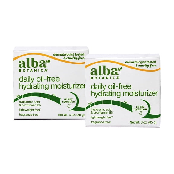 Alba Botanica Daily Oil-Free Hydrating Face Moisturizer with Hyaluronic Acid & Vitamin E, 3 oz Pack of 2