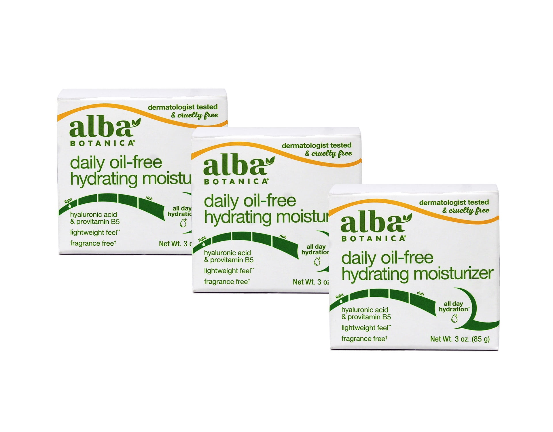 Alba Botanica Daily Oil-Free Hydrating Face Moisturizer with Hyaluronic Acid & Vitamin E, 3 oz Pack of 3