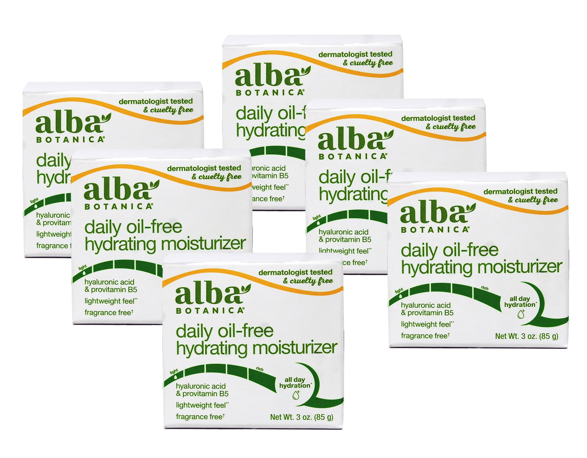 Alba Botanica Daily Oil-Free Hydrating Face Moisturizer with Hyaluronic Acid & Vitamin E, 3 oz Pack of 6
