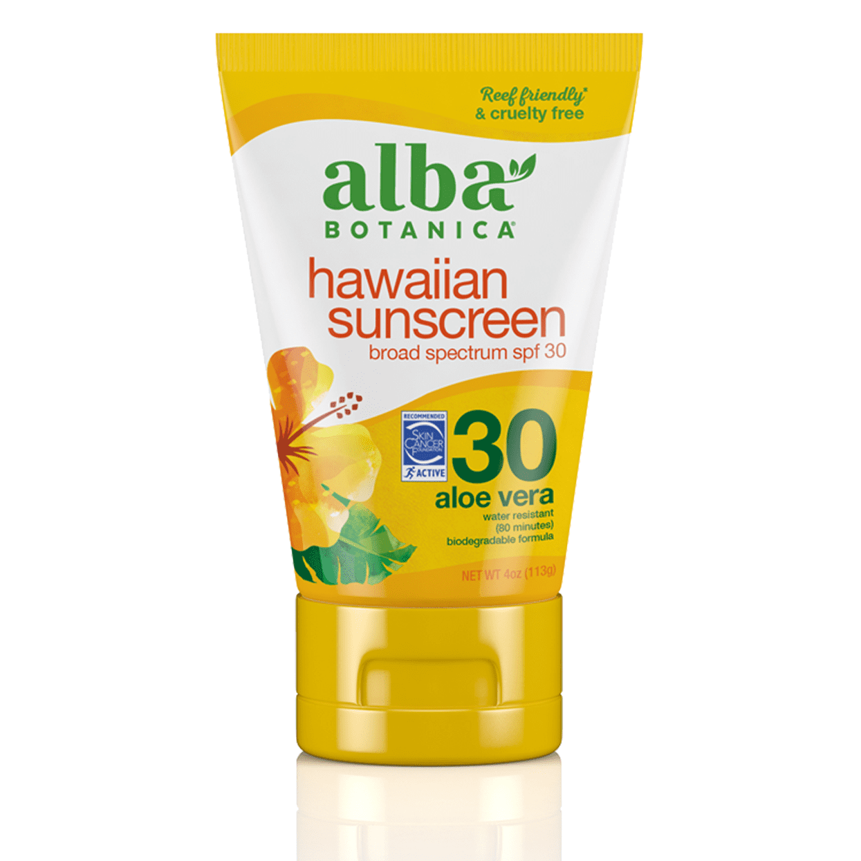 Alba Botanica Hawaiian Sunscreen Aloe Vera Lotion SPF 30, 4 Oz