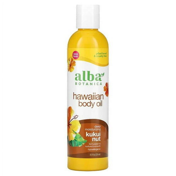 Alba Botanica, Hawaiian Body Oil, Kukui Nut, 8.5 fl oz Pack of 4