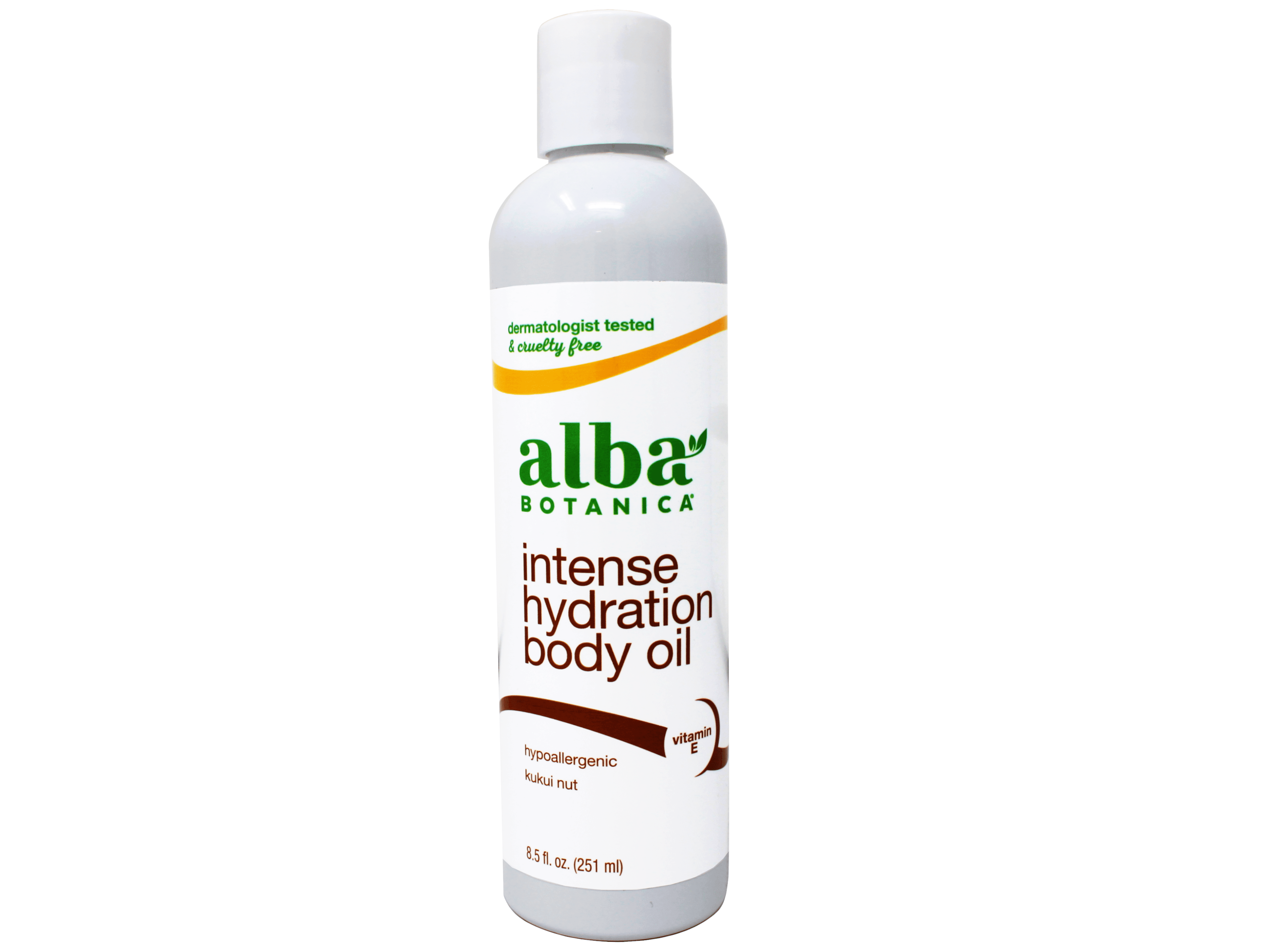 Alba Botanica Intense Hydration Body Oil with Kukui Nut and Vitamin E, Hypoallergenic, 8.5 fl oz (Pack of 2)