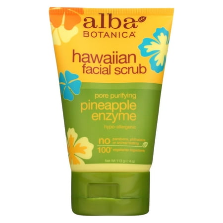 Alba Botanica Hawaiian Facial Scrub, Pore Purifying Pineapple Enzyme, 4 oz.