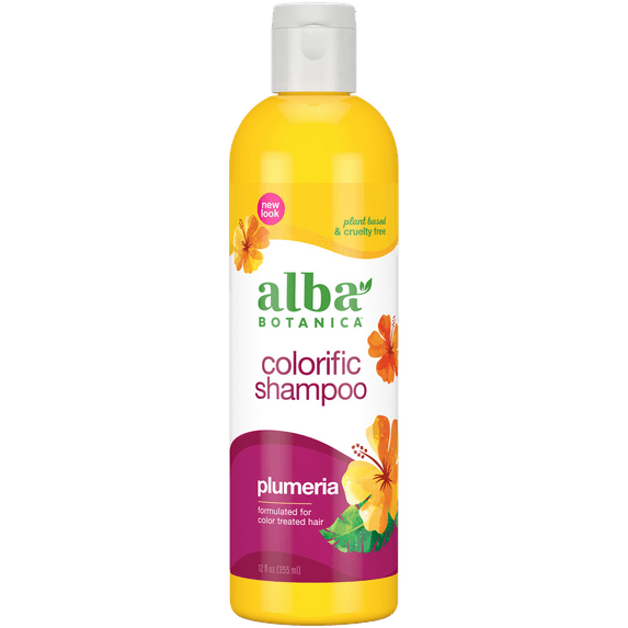Alba Botanica Colorific Shampoo for Color Treated Hair, Plumeria, 12 FL OZ