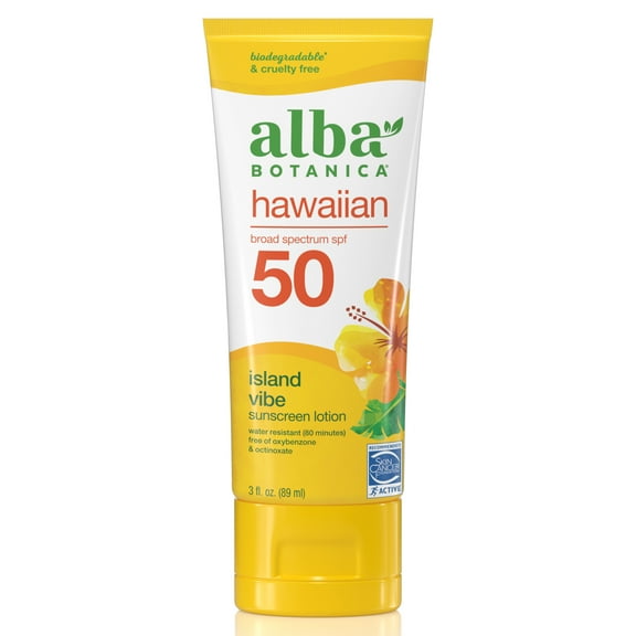 Alba Botanica Hawaiian Sunscreen Lotion SPF 50, Island Vibe, 3 fl oz