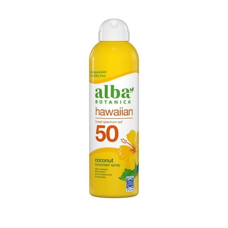 Alba Botanica Hawaiian Sunscreen SPF 50 Coconut Clear Spray , 8 oz - 2 Pack