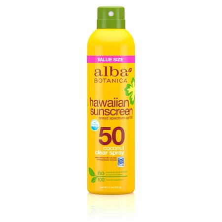 Alba Botanica Hawaiian Sunscreen Spray SPF 50, Coconut, 7.5 oz