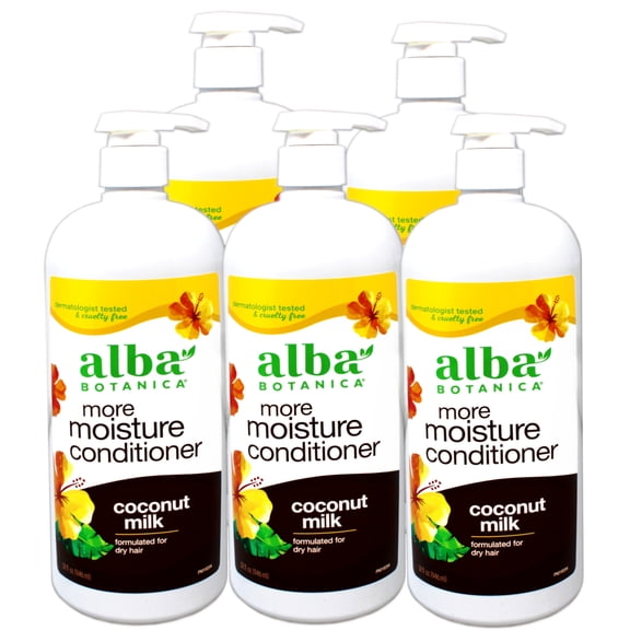 Alba Botanica More Moisture Conditioner for Dry Hair, Coconut Milk, 32 FL OZ - 5 Pack