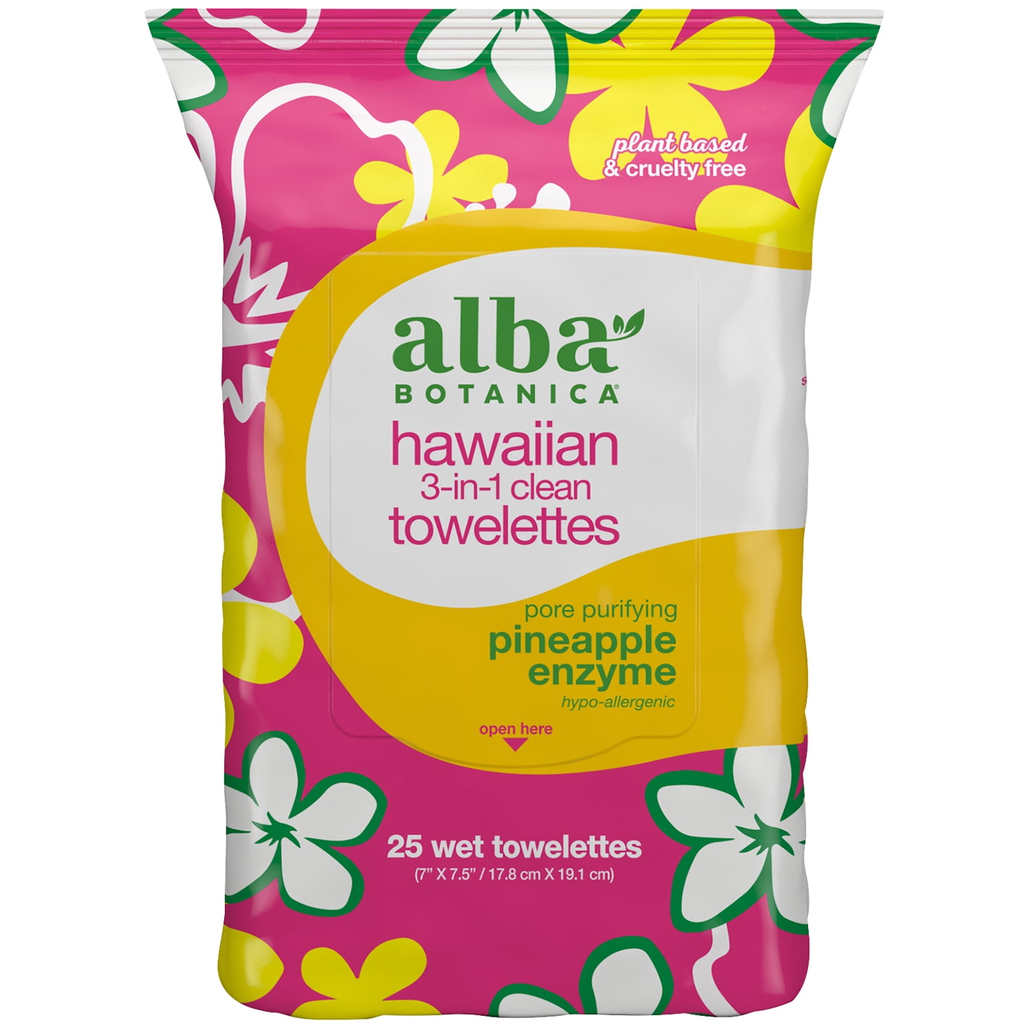Alba Botanica Hawaiian Detox Vulkan-Ton Handtücher – 30 Stück, 100% Vegetarisch, Entfernt Make-up & Schmutz