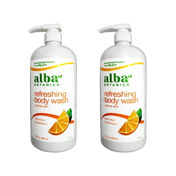 Alba Botanica Refreshing Body Wash, Hypoallergenic, Island Citrus, 32 FL OZ - 2 Pack