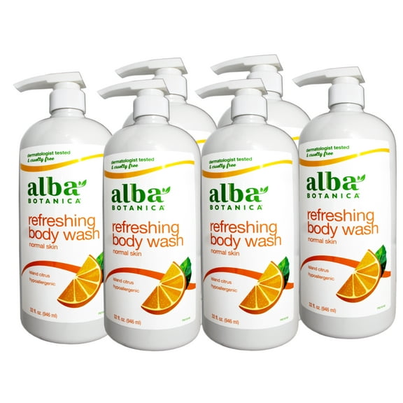 Alba Botanica Refreshing Body Wash, Hypoallergenic, Island Citrus, 32 FL OZ - 6 Pack