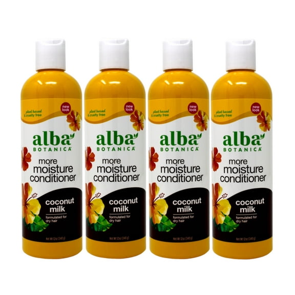 Alba Botanica Rich Conditioner, Coconut Milk, 12 Fluid Ounce (Pack of 4)