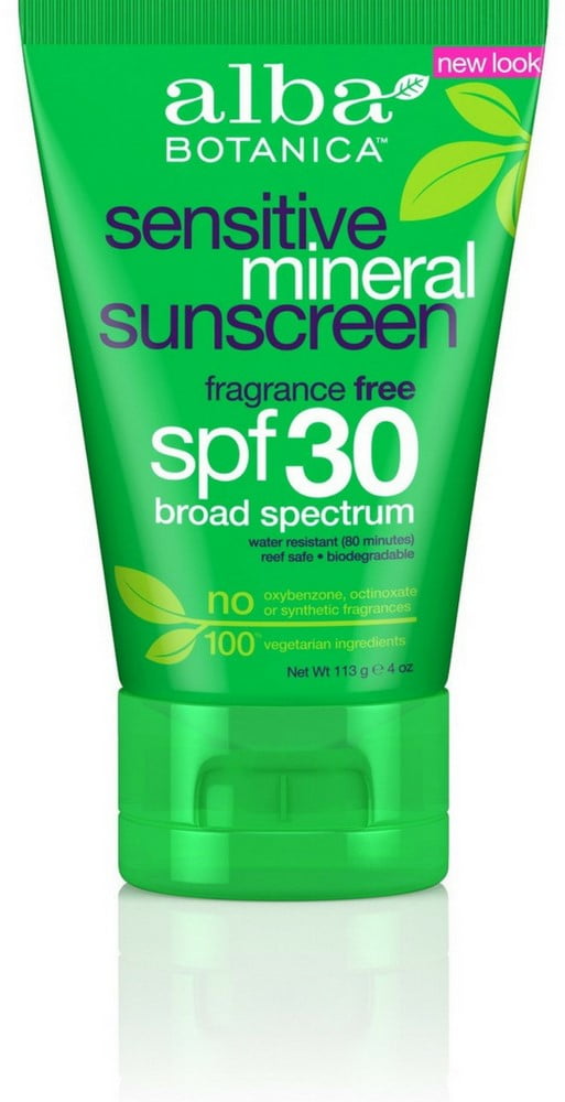 Alba Botanica Sensitive Mineral Sunscreen, Fragrance Free Lotion SPF 30 4 oz