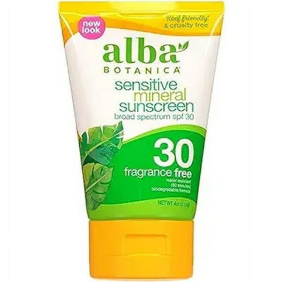Alba Botanica Sunscreen Lotion, Sensitive Mineral, SPF 30, Fragrance Free, 4 Oz