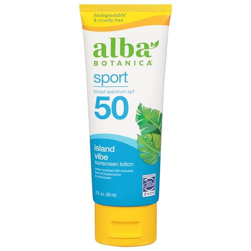 Alba Botanica Sunscreen Lotion, Sport, SPF 50, Fragrance Free, 3 oz ...