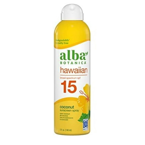 Alba Botanica Hawaiian Coconut Sunscreen Spray, SPF 15, 5 oz