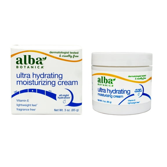 Alba Botanica Ultra Hydrating Moisturizing Cream, with Vitamin E, Fragrance Free, 3 Oz