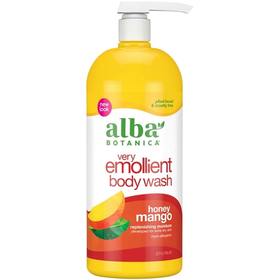 Alba Botanica Very Emollient Bath & Shower Gel Honey Mango, 32 Oz