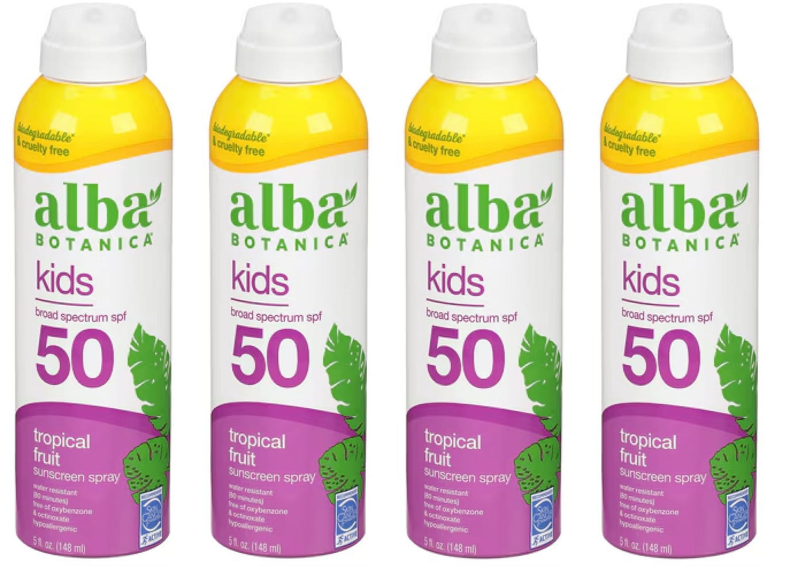 Alba Botanica Very Emollient, Kids Spray Sunscreen SPF 50, 6 Oz (4 Pack)