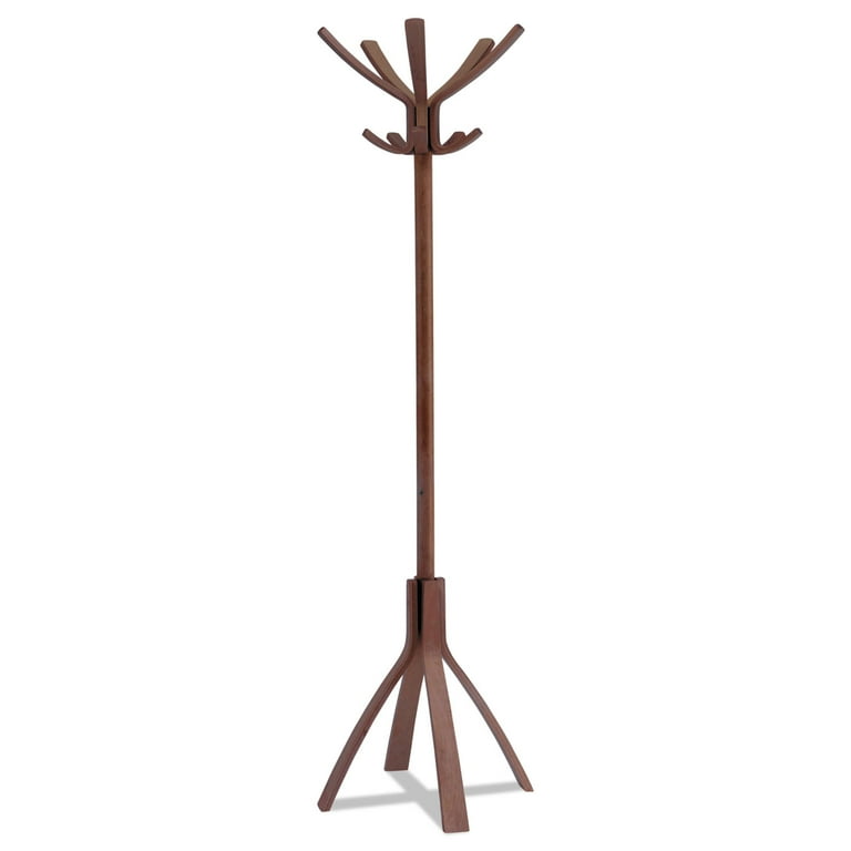 Cafe Wood Coat Stand, Ten Peg/Five Hook, 21.67w x 21.67d x 69.33h, Espresso Brown Cafe Wood Coat Stand, Ten Peg/Five Hook, 21.67w x 21.67d x 69.33h, Espresso Brown