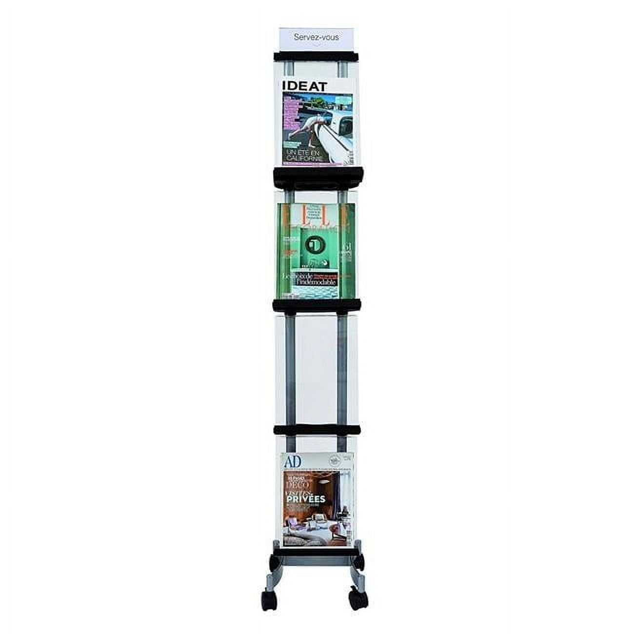 Alba DDPURS Mobile Display Transparent Shelves, 4 Compartments