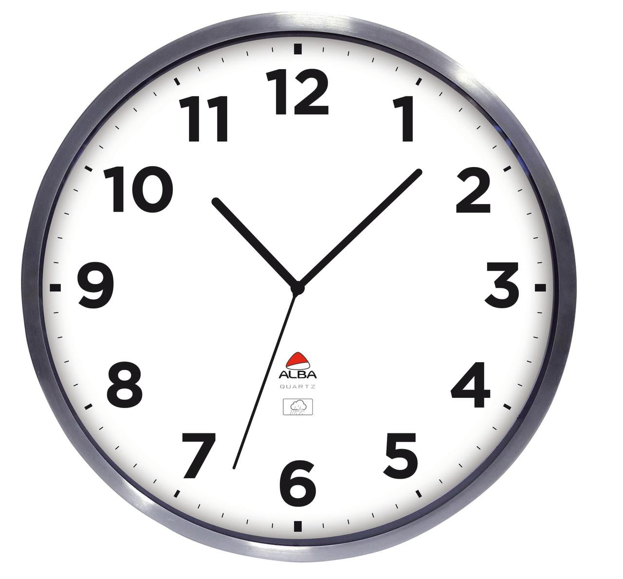 Alba 14-inch Silver and Black Outdoor Quartz Wall Clock