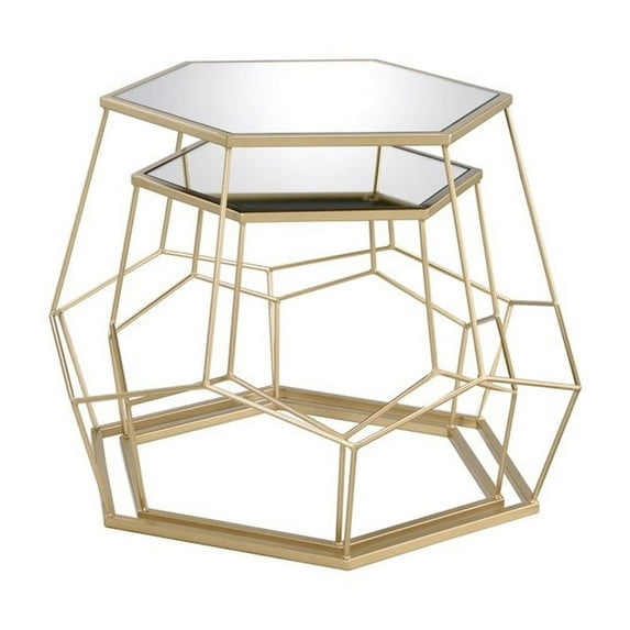 Furniture of America Boris Metal 2-Piece Nesting Accent Table Set
