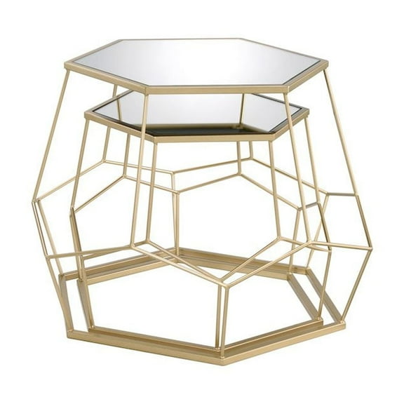Furniture of America Boris Metal 2-Piece Nesting Accent Table Set