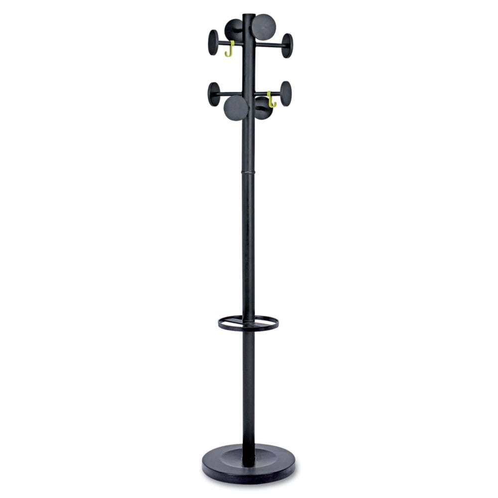 Black ABS and Steel Floor Coat Rack with Umbrella Stand