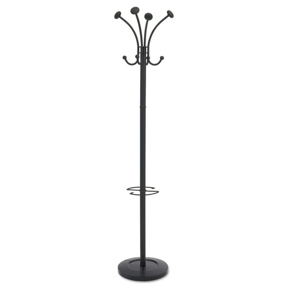 Viena Coat Stand, Eight Knobs, Steel, 16w X 16d X 70.5h, Black