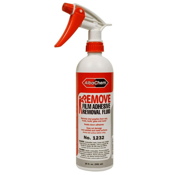 AlbaChem Alba-Remove Film Adhesive Removal Fluid No.1232 20oz - for Cars, Trucks, Boats, Metal, Glass and any Cured Painted Surface