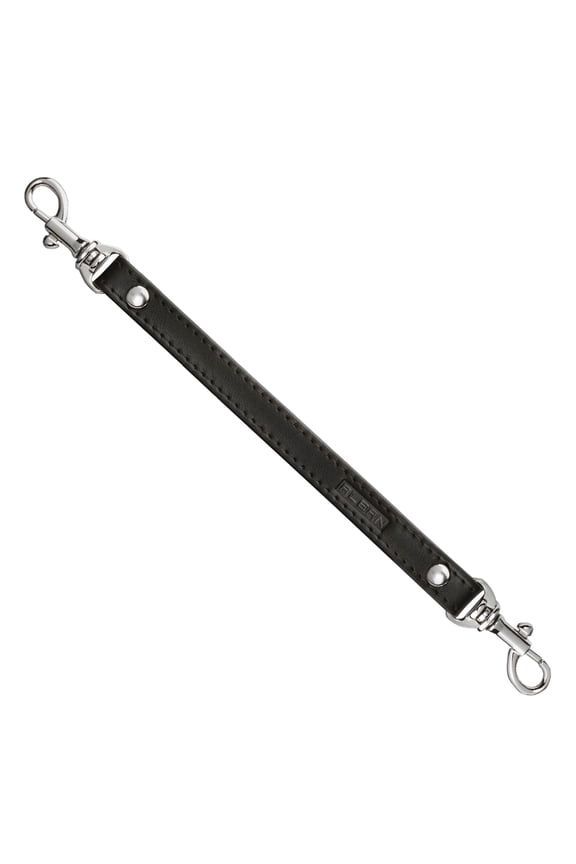 Standard Size Black Leather 2 Clip Strap for Wallet, Keys, Accessories with Silver Clasps