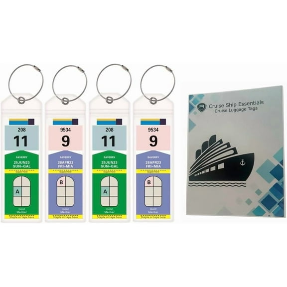Alban Cruise Ship Essentials - 4 Pack Cruise Luggage Tags, Clear PVC Luggage Tags for E-Tags for Royal Caribbean & Celebrity Cruises