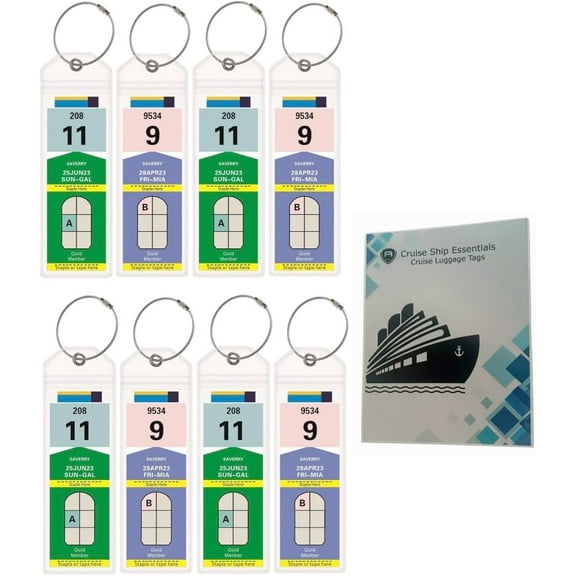 Alban Cruise Ship Essentials - 8 Pack Cruise Luggage Tags, Clear PVC Luggage Tags for E-Tags for Royal Caribbean & Celebrity Cruises