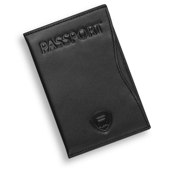 Alban Genuine Leather Slim Passport Holder with RFID Protection - Black