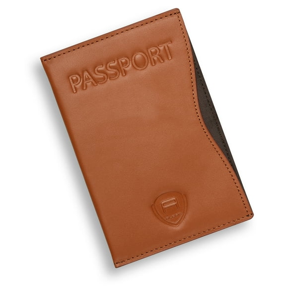Alban Genuine Leather Slim Passport Holder with RFID Protection - Brown