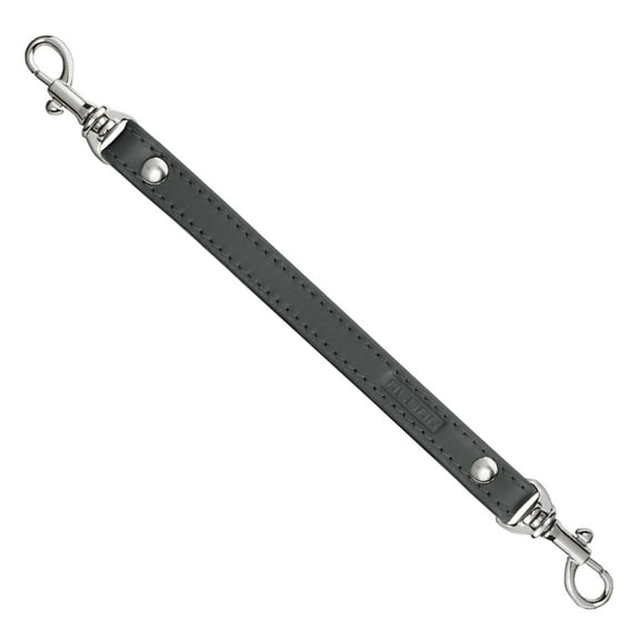 Alban Standard Size Gray Leather 2 Clip Strap for Wallet, Keys, Accessories with Silver Clasps
