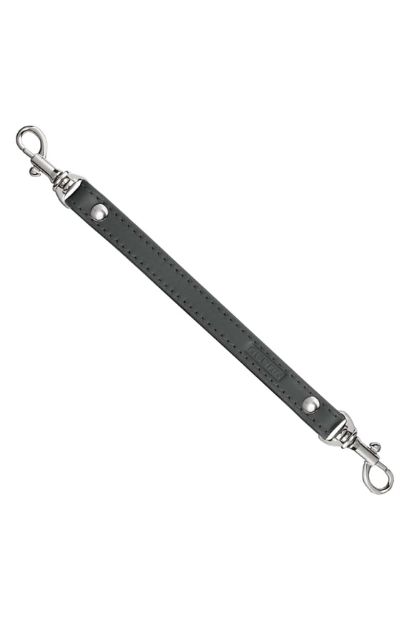 Standard Size Gray Leather 2 Clip Strap for Wallet, Keys, Accessories with Silver Clasps