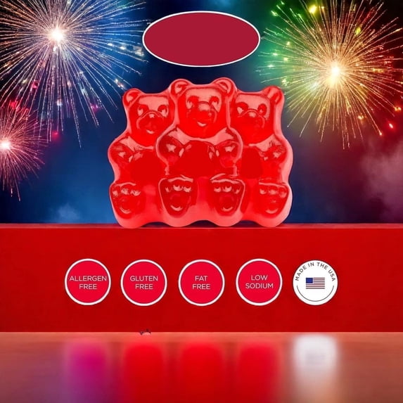 Wild Cherry Gummi Bears, 5 Lb Bag, Peanut & Nut Free, Vegan, Fat-Free USA Made