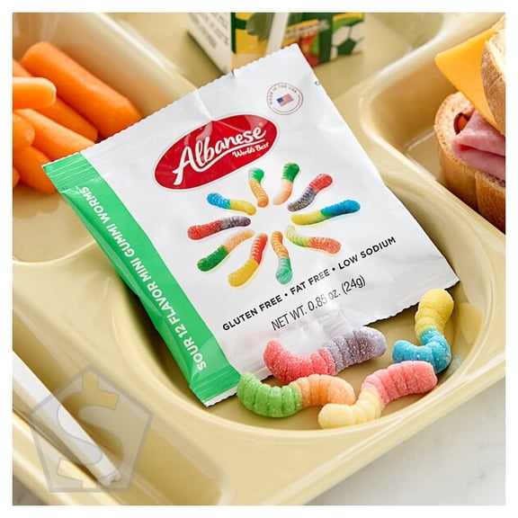 Albanese Mini Sour Neon Gummi Worms 0.85 oz. - 200/Case