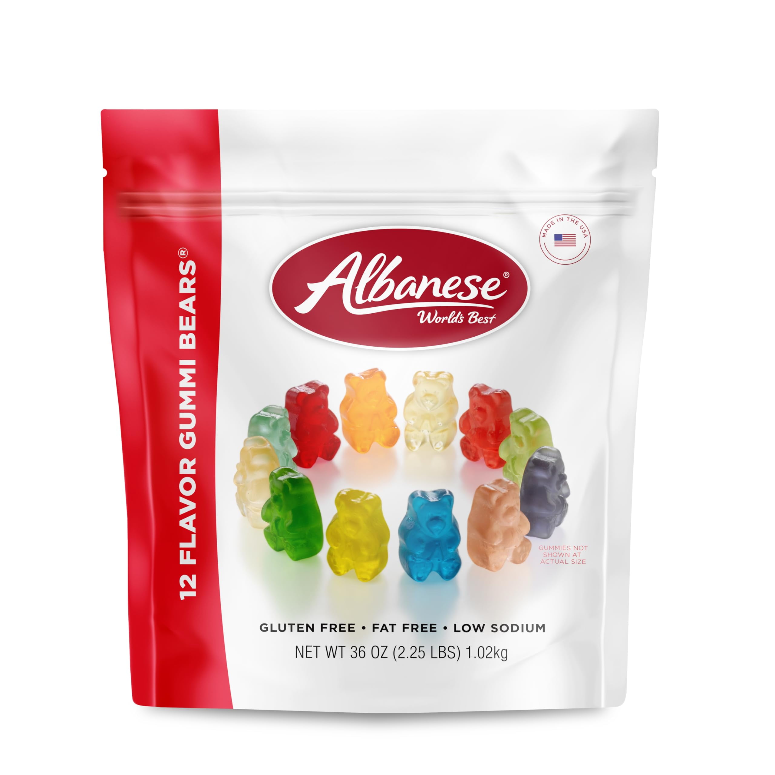 Albanese World's Best 12 Flavor Gummi Bears, 36oz Bag of Candy, Soft & Chewy Candy Snacks, Fruity Flavor AssortmentTA1