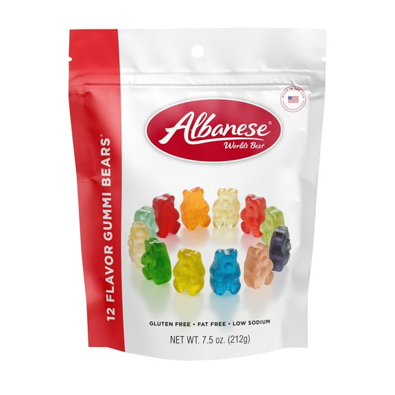Albanese Worlds Best 12 Flavor Gummi Bears, 7.5oz Regular Size, Halloween Candy (Pack of 6)