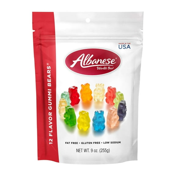 Albanese World's Best 12 Flavor Gummi Bears | 9oz of Candy | 12 Unique Flavors,Cherry, Blue Raspberry, Mango and More | Great Snack for Travel and Kids